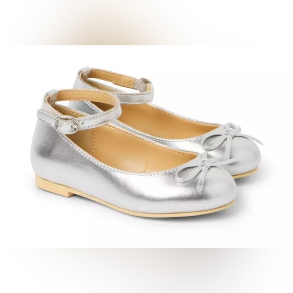 Janie and Jack Metallic Ankle Strap Bow Ballet Flat
